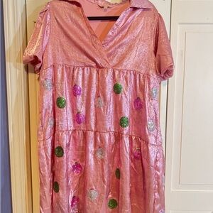 Simply Southern Pink Shimmer Dress with Sequin Ornaments L